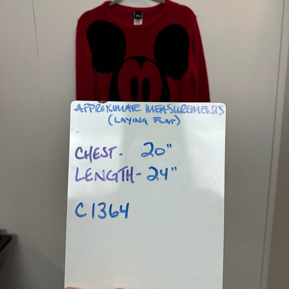 Disney Mickey Mouse Knit Sweater XL Red Black Crewneck - Picture 9 of 9